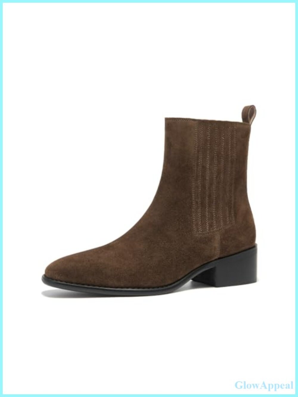 Suede Chelsea Ankle Boots Pointed Toe Slip On Block Heel